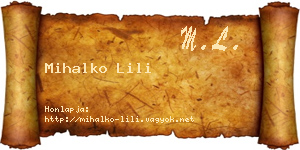 Mihalko Lili névjegykártya